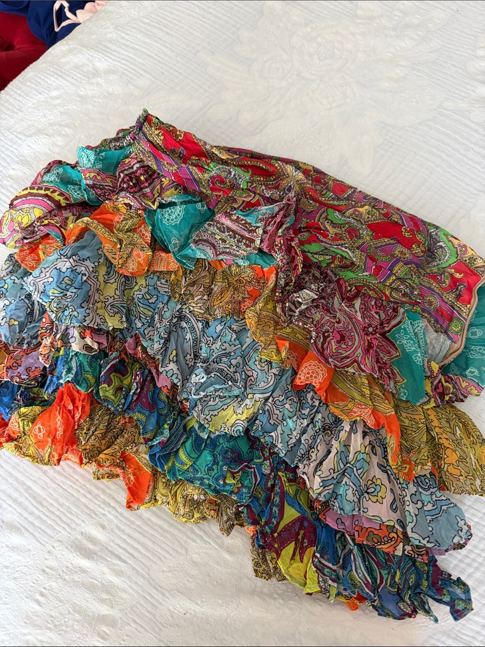 Zara Viral Patchwork Multicolor Ruffled Women's Skirt
